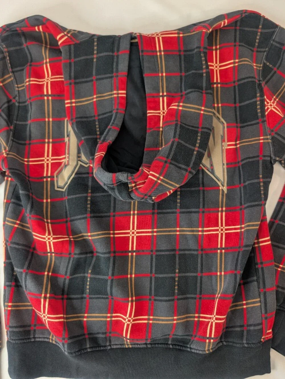Jordan Men’s Small Red & Black Plaid Hooded Sweatshirt